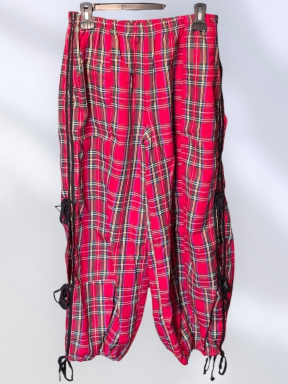 So Me Red Plaid Wide-Leg Drawstring Joggers